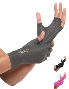Copper Compression Fingerless Arthritis Gloves - Grey