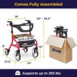 Drive Medical Nitro Sprint Folding Rollator Walker - Red