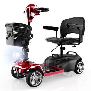 Foldable 4-Wheel Electric Mobility Scooter with Basket