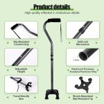 Adjustable Folding Quad Cane for Easy Mobility