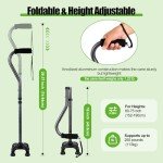 Adjustable Folding Quad Cane for Easy Mobility