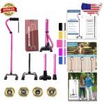 Light Pink Adjustable Quad Cane for Pain Relief