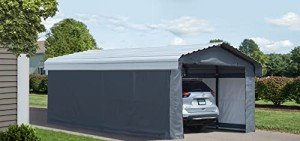 Spacious Arrow Carport with Steel Roof, Eggshell