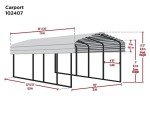 Arrow Shed 10' x 24' Carport Canopy for Vehicles