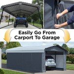 Spacious Arrow Carport with Steel Roof, Eggshell
