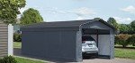 Charcoal 12' x 20' Steel Carport with Enclosure