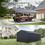 Spacious 12x20 ft Metal Carport with Sidewalls