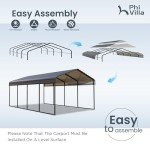 Sturdy 12x20 ft Metal Carport for Vehicles