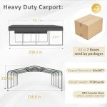 Spacious 20'x20' Metal Carport for Vehicles