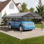 Black Metal Carport for Cars, Trucks, and Boats