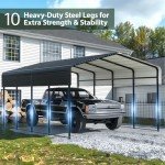 Spacious 13X20 FT Metal Carport for Vehicles
