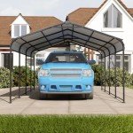 Black Metal Carport for Cars, Trucks, and Boats