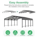 Spacious 20x20 FT Metal Carport Shelter