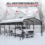 Heavy-Duty 12x20 FT Metal Carport for Vehicles