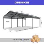 Black Metal Carport for Cars, Trucks, and Boats