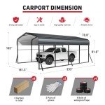 Heavy-Duty 12x20 FT Metal Carport for Vehicles