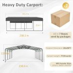 Spacious 20' x 20' Metal Carport Shelter