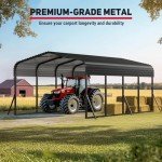 Heavy-Duty 12x20 FT Metal Carport for Vehicles