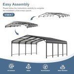 Spacious 20x20 FT Heavy-Duty Metal Carport