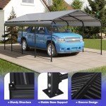 Black Metal Carport for Cars, Trucks, and Boats
