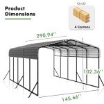 Spacious Heavy-Duty Metal Carport Canopy for Vehicles