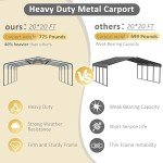 Spacious 20'x20' Heavy Duty Metal Carport