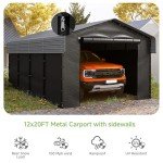 Spacious 12'x20' Heavy Duty Metal Carport