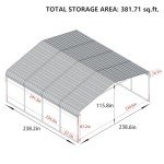 20x20 FT Metal Hardtop Carport Canopy