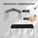 Heavy Duty 12x20 FT Metal Carport Canopy