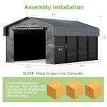 Spacious 12'x20' Heavy Duty Metal Carport