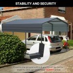 Spacious 10x15 Ft Heavy Duty Metal Carport