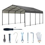 Large Heavy-Duty Metal Carport with Steel Roof