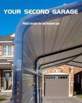 Spacious Metal Carport with Extended Side Canopy