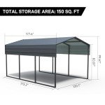 Spacious 10x15 Ft Heavy Duty Metal Carport