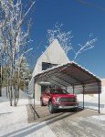 Spacious Metal Carport with Extended Side Canopy