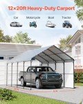 Durable 12' x 20' Outdoor Metal Carport
