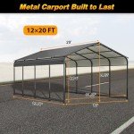 12x20 FT Heavy-Duty Metal Carport Shelter