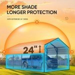 Heavy Duty Metal Roof Carport Kit 12x20 ft
