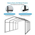 Spacious Heavy Duty Outdoor Metal Carport 13x20FT