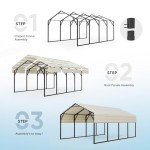 Heavy Duty Metal Roof Carport Kit 12x20 ft