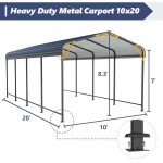 Spacious 10x20 ft Metal Carport for Vehicles