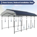 Spacious 10x20 ft Metal Carport for Vehicles
