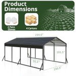 12x20 FT Metal Carport for Vehicles and Boats