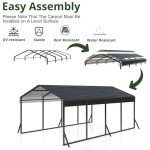 12x20 FT Metal Carport for Vehicles and Boats