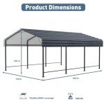 Heavy-Duty 10'x20' Metal Carport Canopy