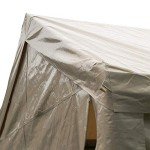 Spacious Beige Carport Canopy with Windows and Sidewalls