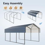 Heavy-Duty 10'x15' Carport Shelter Canopy