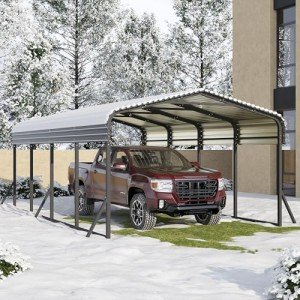 Spacious 12x20FT Metal Carport Canopy - Gray