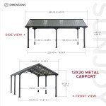 Heavy Duty 12x20 ft. Carport Gazebo in Gray