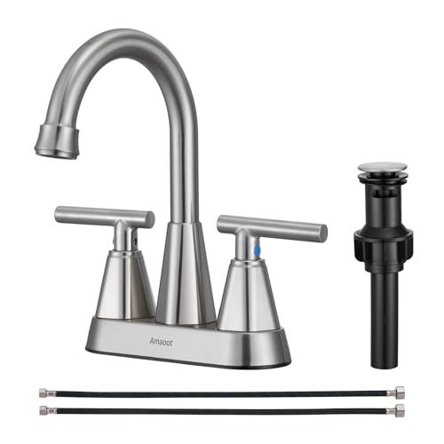 Brushed Nickel Bathroom Sink Faucet with Pop Up Drain